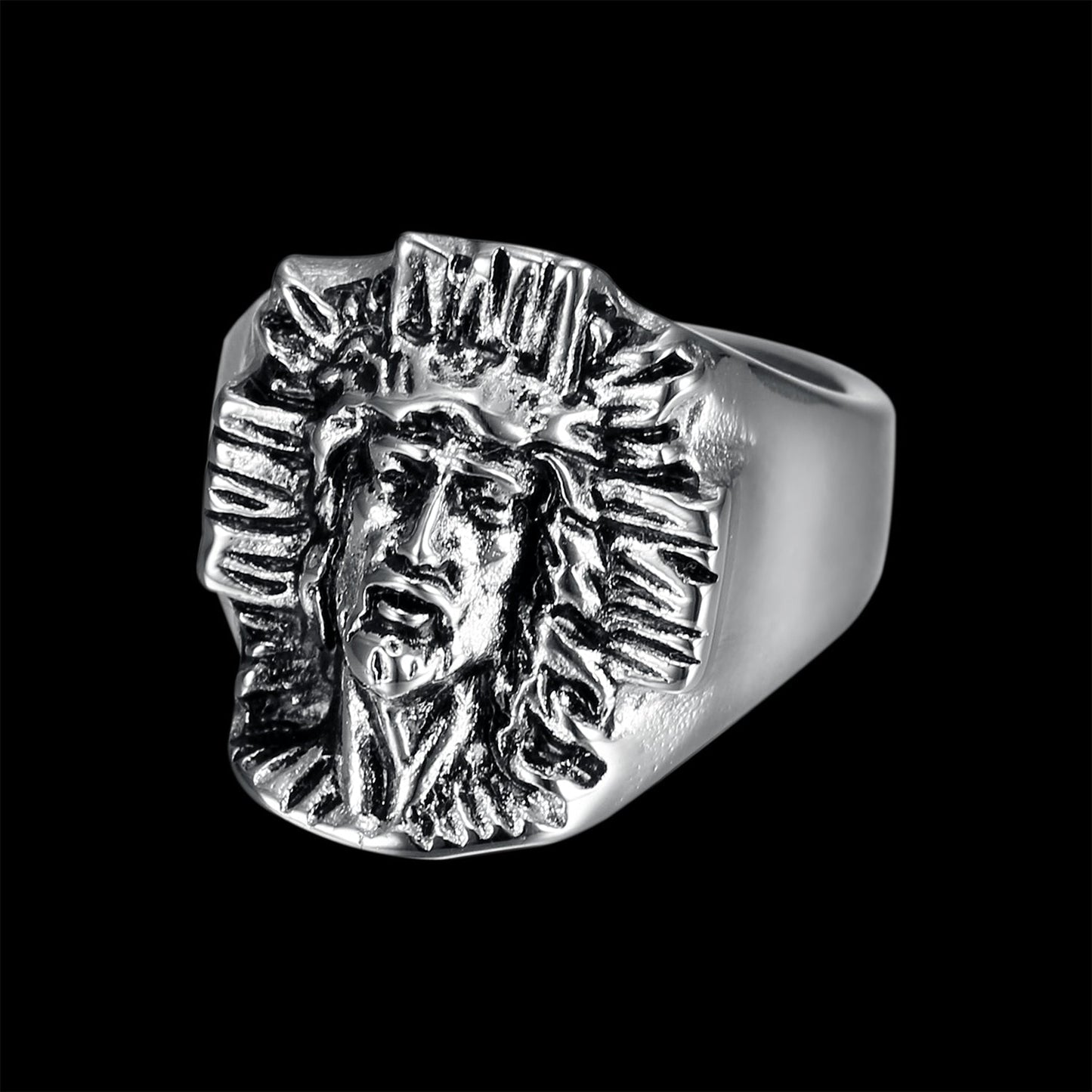 HAND CARVED JESUS RING