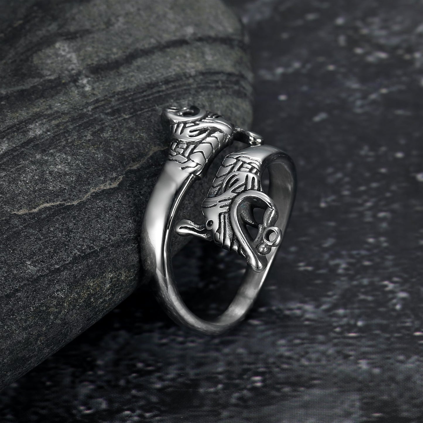 Nordic Pride Handcrafted Stainless Steel Adjustable Jormungand Ring