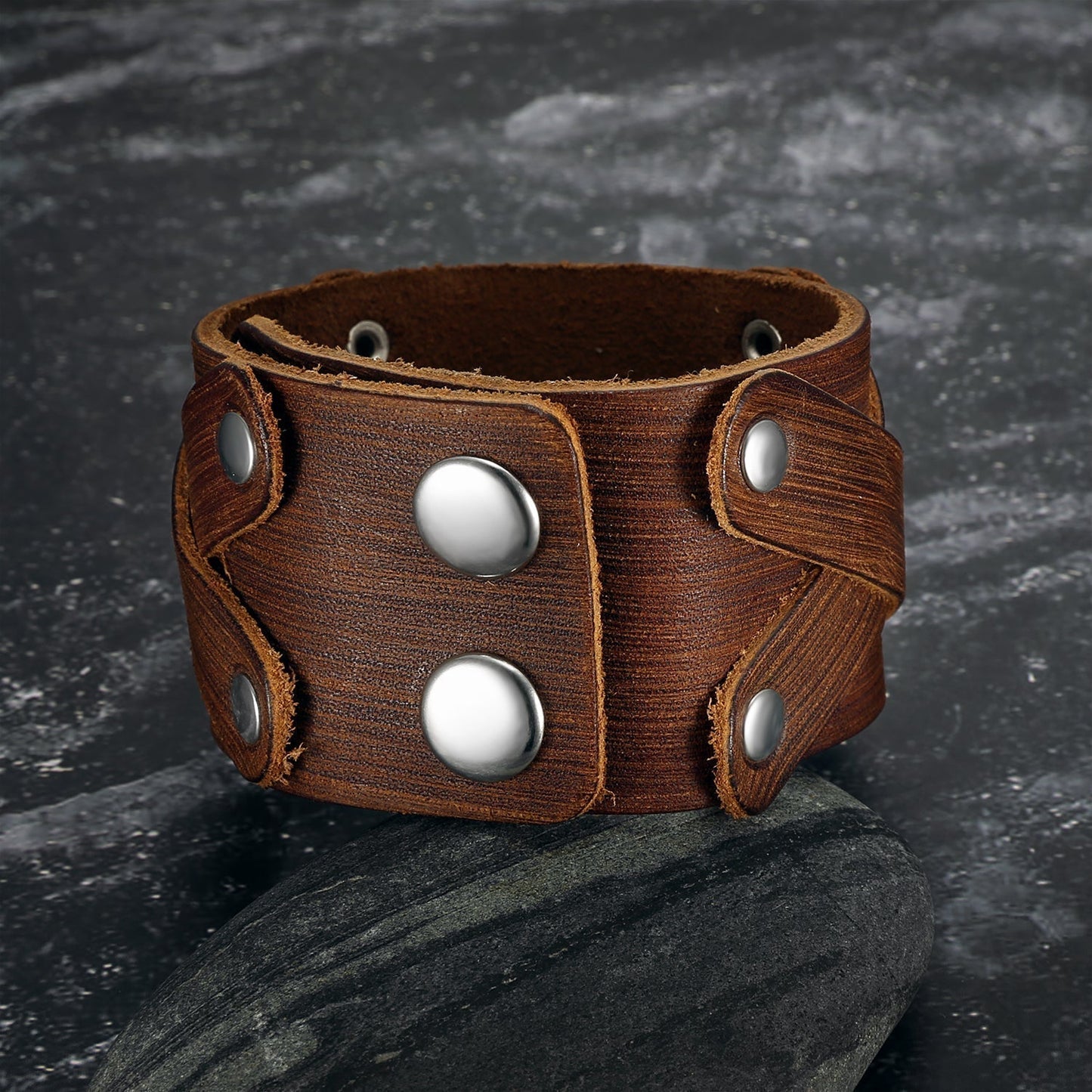 Nordic Pride Leather Cross-Over Studded Arm Ring