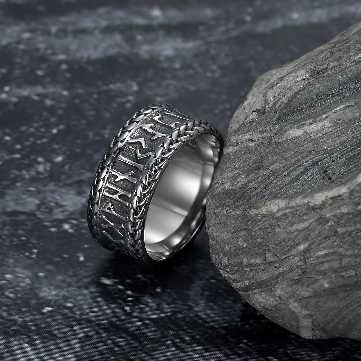 Nordic Pride Handcrafted Stainless Steel  Rune and Knotwork Ring