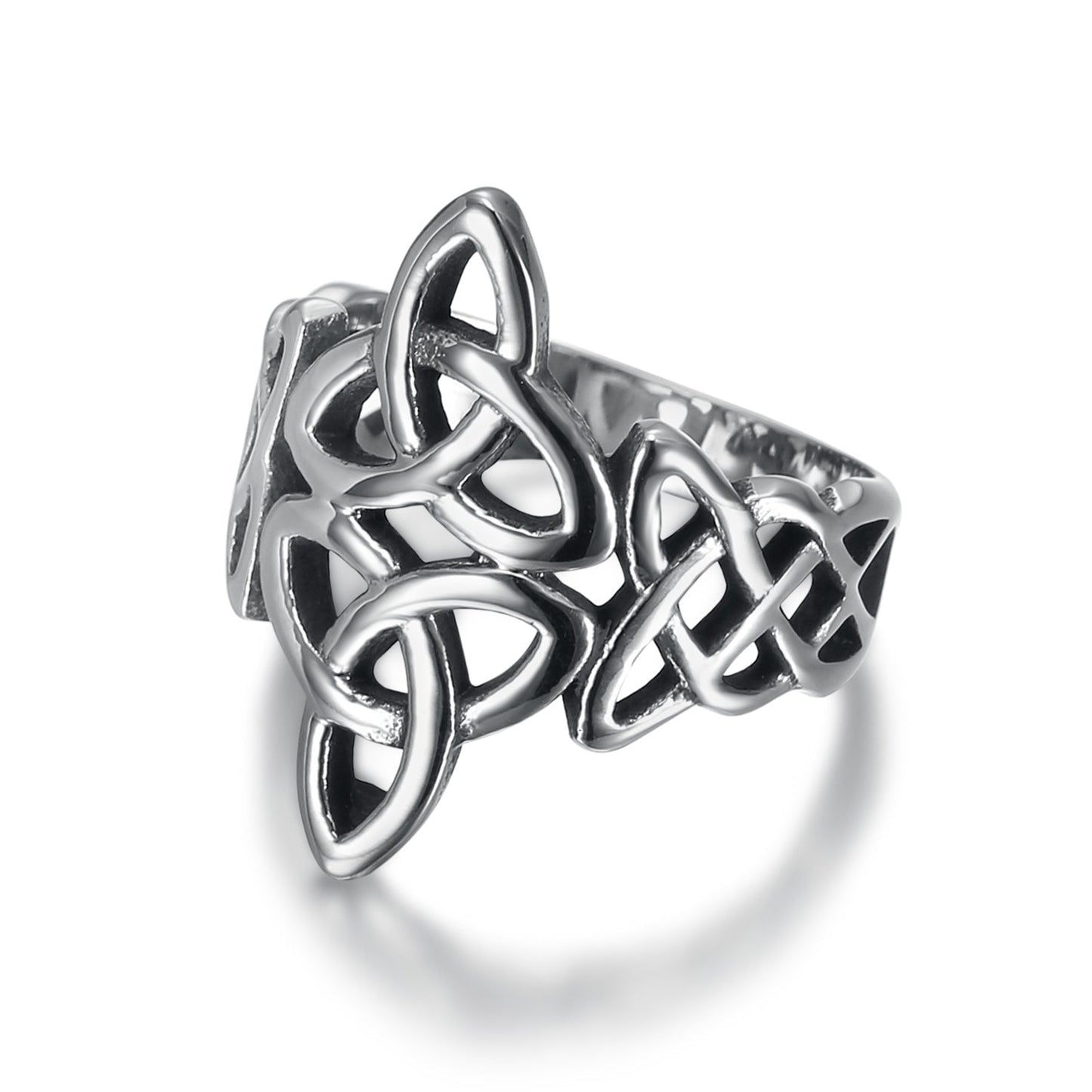 Nordic Pride Handcrafted Stainless Steel Triquetra and Celtic Knot Ring