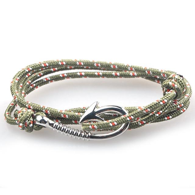 Nautical Moss Patterned Hook Bracelet (Silver)