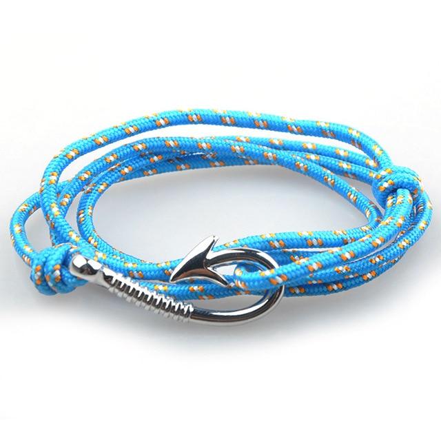 Pacific Nautical Baby Blue Patterned Hook Bracelet (Silver)