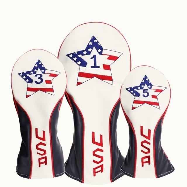 Golf Paradise America First Woods Clubhead Covers Full Set (One Driver, One Fairway Wood, One Hybrid)