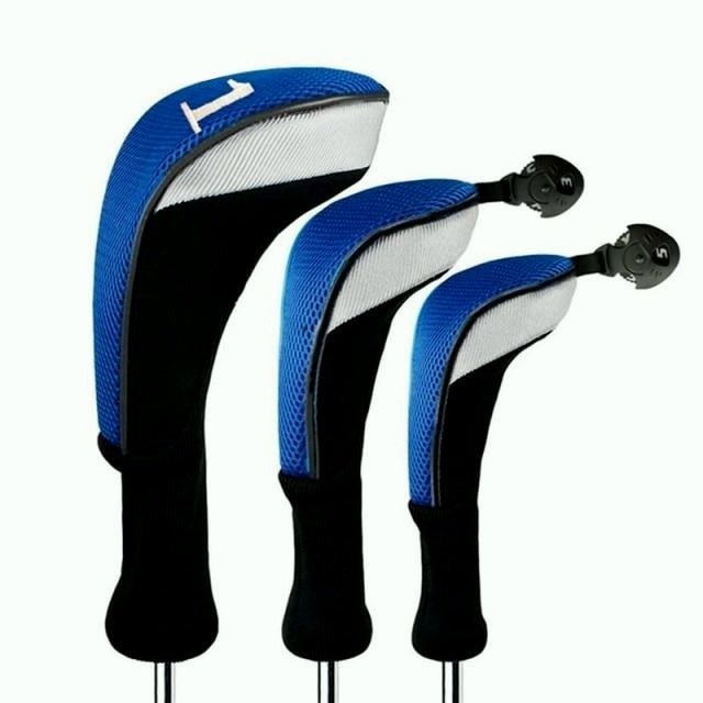 Golf Paradise Classic Wood Clubhead Covers (Blue) (One Driver, One Fairway Wood, One Hybrid)