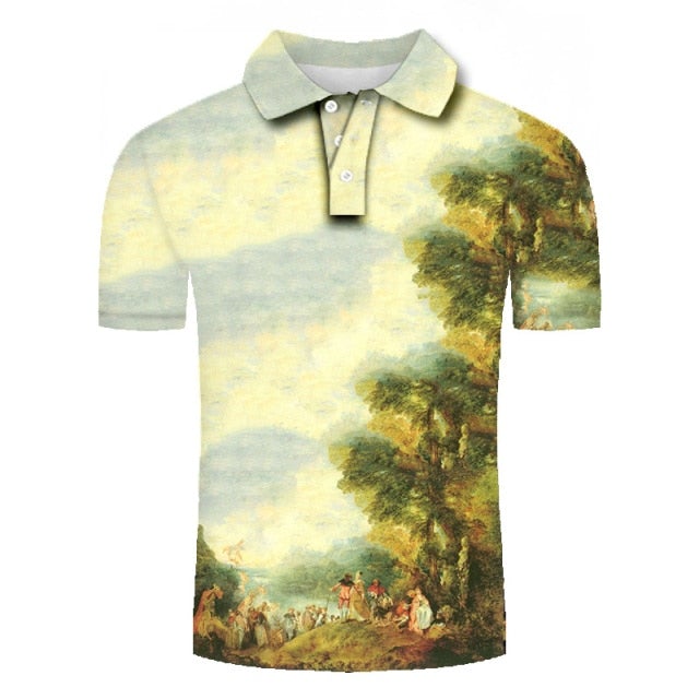 Golf Paradise Cooltech Mosaic Loud Golf Shirt (Forest-Side Gathering)